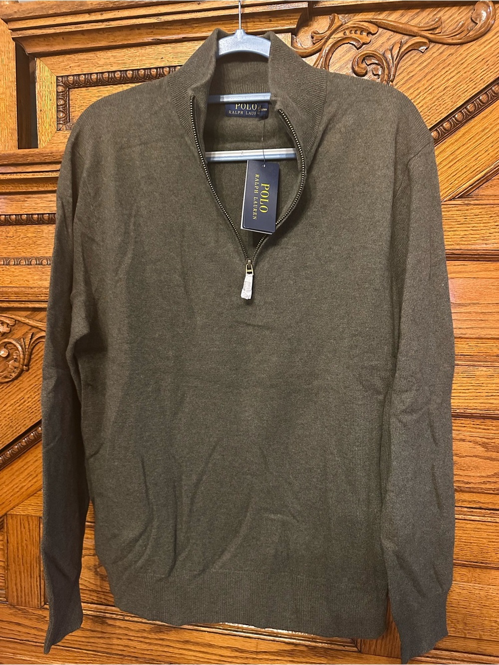 Polo by Ralph Lauren Olive Green Half-Zip Men's Sweater